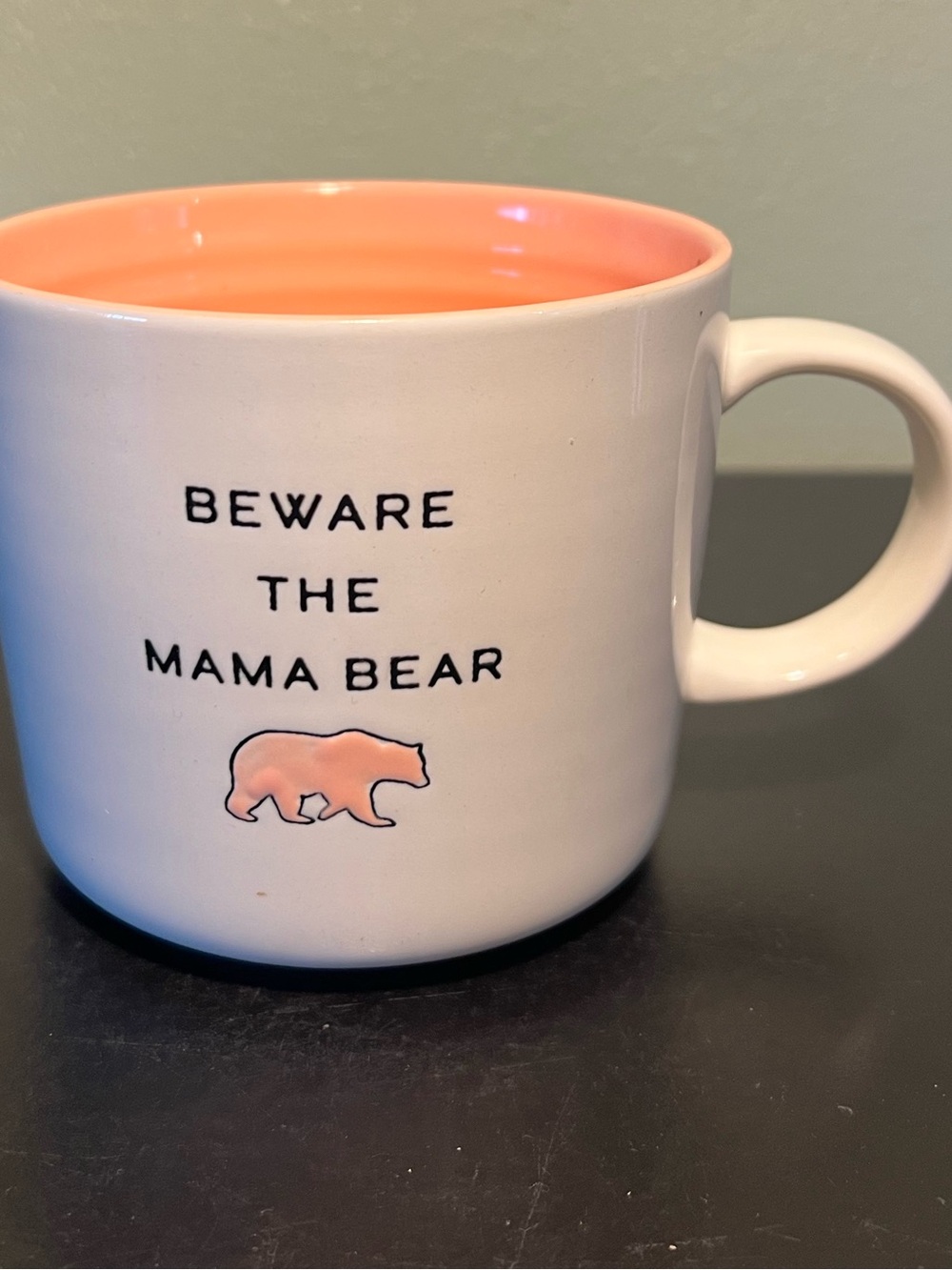 BEWARE THE MAMA BEAR Pink & White Ceramic Mug ~ Gift for Mom or a Mom-To-Be
